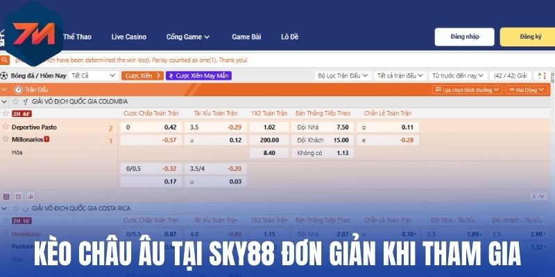 Sky88 - Cá Cược Bóng Đá Với Hệ Thống Kèo Chuẩn, Thưởng Cao 3 Kèo châu Âu tại Sky88 đơn giản khi tham gia