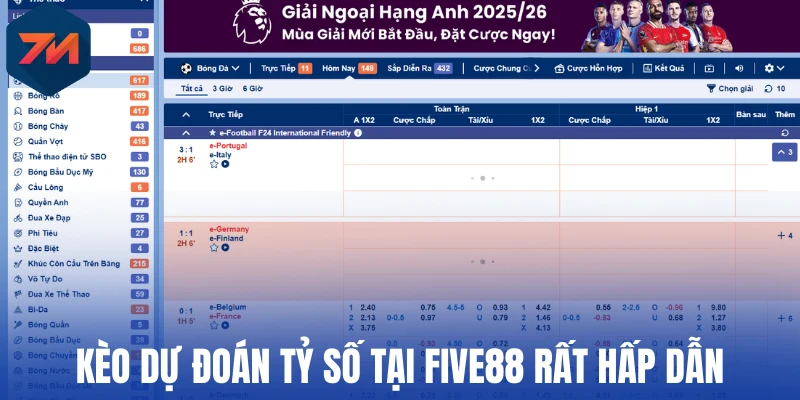 Five88 - Nhà Cái Thể Thao Trực Tuyến Chuyên Nghiệp, Uy Tín 3 Kèo dự đoán tỷ số tại Five88 rất hấp dẫn
