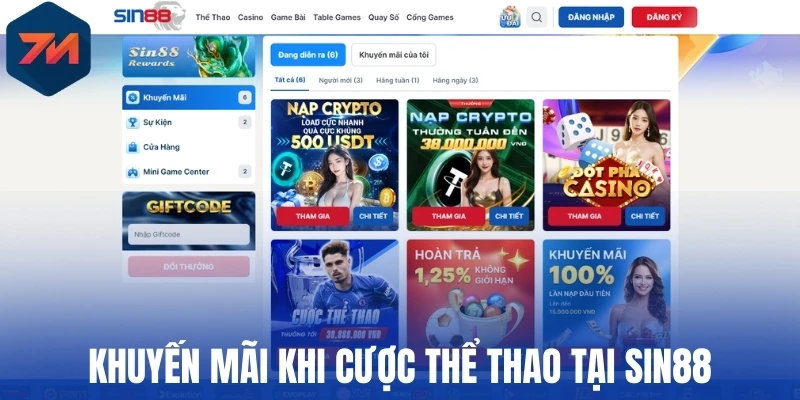 Sin88 - Nhà Cái Thể Thao Uy Tín, Thưởng Cao Đến Từ Singapore 2 Khuyến mãi khi cược thể thao tại Sin88
